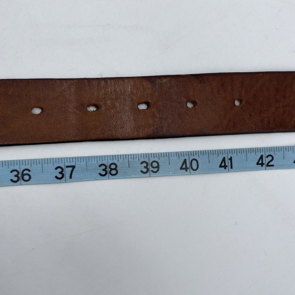 P&P Paolo de Ponte Genuine Leather Belt Men's 39 Dark Tan Brass Buckle Spain - Picture 12 of 16